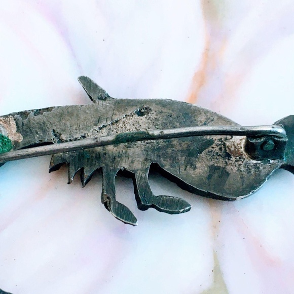 Antique Cast Sterling Huge Bird of Paradise Brooch - Picture 7 of 8